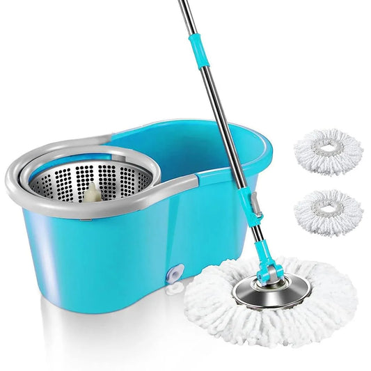 360 Degree Rotating Spin Mop with Stainless Steel Bucket | 360 Degree Rotating Microfiber Mop Head | Home & Office Floor Cleaning Tool
