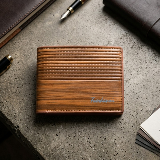 Fuerdanni Luxury Classic Bifold Wallet – Elegant Textured Synthetic Leather Wallet for Men