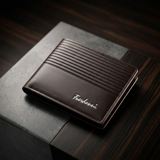 Fuerdanni Luxury Classic Bifold Wallet – Elegant Textured Synthetic Leather Wallet for Men