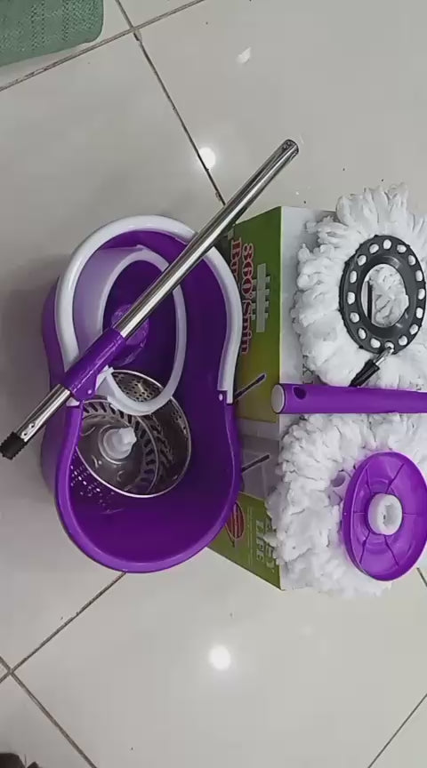 360 Degree Rotating Spin Mop with Stainless Steel Bucket | 360 Degree Rotating Microfiber Mop Head | Home & Office Floor Cleaning Tool
